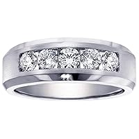 1.00 CT TW 5-Stone Channel Set Diamond Mens Wedding Ring in Platinum