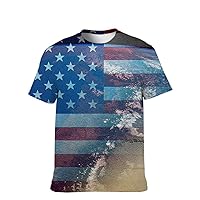 Unisex USA American Novelty T-Shirt Graphic-Colors Funny Crewneck Classic-Casual: Performance Comfort Soft 3D Hipster Tee