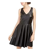 Womens Black Sleeveless Short Fit + Flare Party Dress Juniors XXS