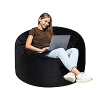 3Ft Bean Bag Chair, Memory Foam Filling Bean Bag Chairs with Velvet Cover, Removable and Machine Washable Cover, Giant Bean Bag Chair for Adult - Black
