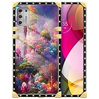DAIZAG for Moto G Stylus 2021 Case,Coloring Forest Retro Luxury Elegant Gold Decoration Soft Anti-Scratch for Girl Woman Square Protective Case for Motorola Moto G Stylus 2021