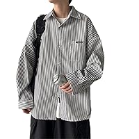 Literary Men's Stripe Long Shirt Autumn Trend Casual Loose Versatile Coat Masculina Slim fit On