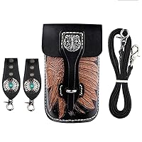 Leather Barber Scissor Hairdressing Holster Pouch,Salon Hair Tools Bag, Professional Haircutting Tools Holder Bag for Hair Stylist Waist Shoulder Belt
