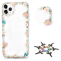STENES Sparkle Phone Case Compatible with Moto G Stylus 5G (2023) Case - Stylish - 3D Handmade Bling Floral Flowers Frame Rhinestone Crystal Diamond Design Cover Case - Pink