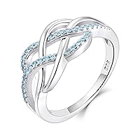 YL Celtic Ring 925 Sterling Silver 5A Cubic Zirconia Anniversary Eternity Infinity Celtic Knot Ring for Women