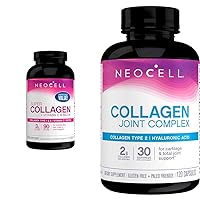 NeoCell Super Collagen Peptides + Vitamin C & Biotin, 3g Collagen Per Serving & Joint Complex with Collagen Type 2 and Hyaluronic Acid, Joint Health Supplement, Capsule, 120 Count, 1 Bottle