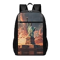 Statue Of Liberty In Nyc Print Simple Sports Backpack, Unisex Lightweight Casual Backpack, 17 Inches