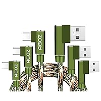 [3-Pack, 4ft 4ft 6ft] Agoz USB C CAMO Braiding Cable Fast Charger 90° Type C to USB A Right Angle Cords For Samsung Galaxy S24 S23 S22 S21 S10, A15 A14 A54, Moto G, Google Pixel 8 7, iPhone 15 Pro Max