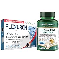 Purity Products Flexuron Joint Formula + H.A. Joint Flexuron (Krill Oil, Low Molecular Weight Hyaluronic Acid, Astaxanthin) - HA Joint (BioCell Collagen, Boswellia Serrata, Quercetin, H.A. + More)