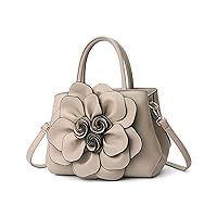 [LEAFICS] Women PU Leather Top Handle Handbag, Fashion Solid Color Flower Shape Satchel Wallet Holiday Gift
