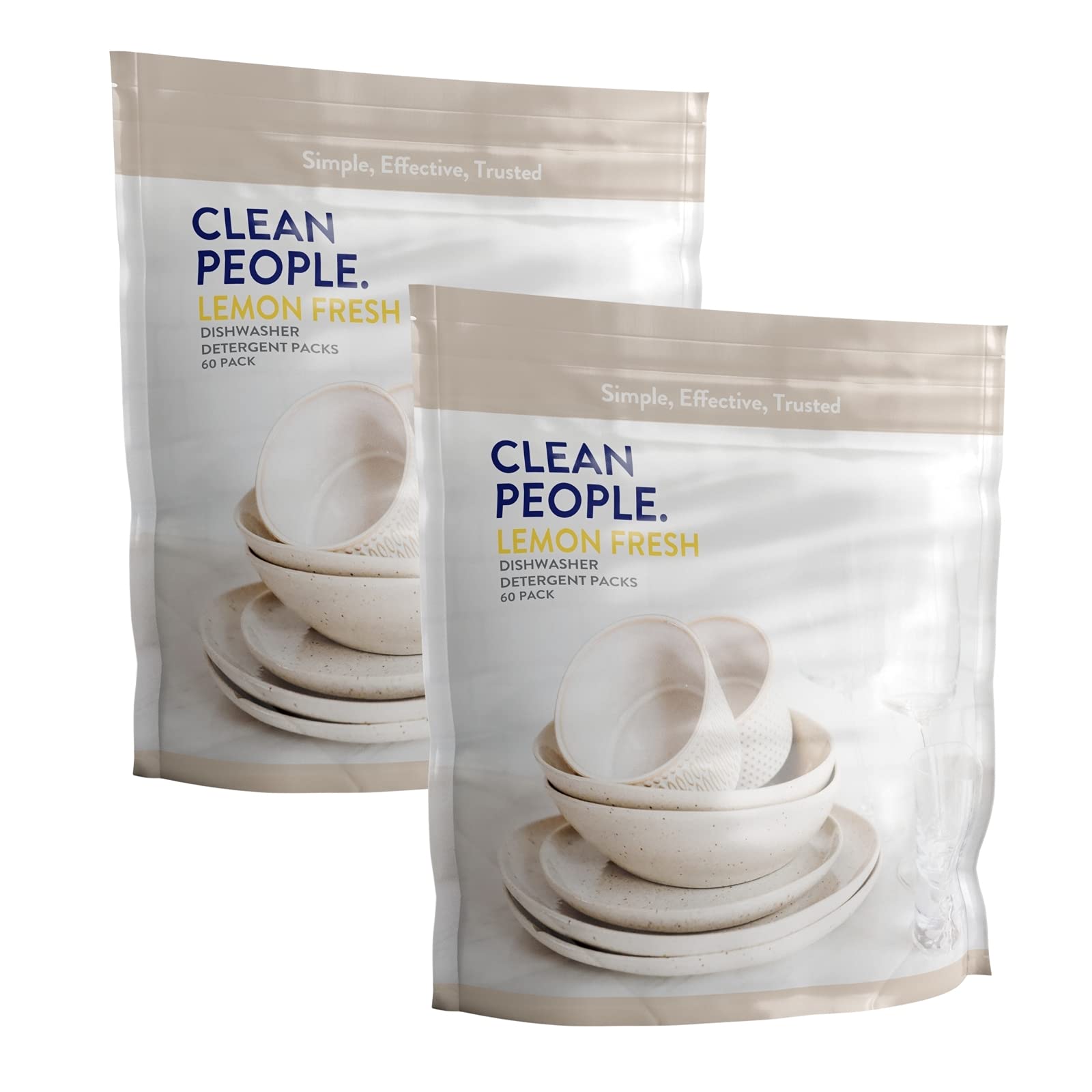 Clean People Dishwasher Detergent Packs Lemon Fresh 120ct (2 x 60packs)
