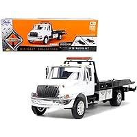 International Durastar 4400 Flatbed Tow Truck Die-cast Car, Toys for Kids and Adults, White