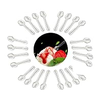 500Pcs 7.5cm/3inch Mini Clear Mini Plastic Spoons Disposable Tasting Spoon Scoops for Dessert Ice Cream Appetizer Cake Spices Food Supply