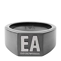 Emporio Armani Men's Gunmetal Stainless Steel Signet Ring (Model: EGS2755060)