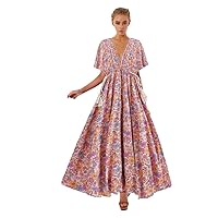 Vinatge Rayon Cotton Maxi Hippie Dress Casual Tassels Vestidos Holiday Floral Women Dresses