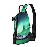 Sling Bag for Women Men Shoulder Bag Aurora Borealis Chest Bag Travel Fanny Pack Lightweight Casual Daypack