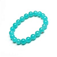 7mm Natural Ice Amazonite Green Crystal Bracelet Women Men Round Beads Gemstone AAAA