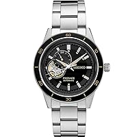 SEIKO SSA425 Watch for Men - Presage Collection - Stainless Steel Case and Bracelet, Black Dial, Automatic Movement, and 50m Water Resistant