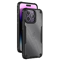 LOFIRY- Case for iPhone 15/15 Pro/15 Plus/15 Pro Max Durable Carbon Fiber Cover Military Anti-Scratch Protection Transparent Case (15,Black)