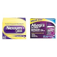 Nexium 24HR Acid Reducer Heartburn Relief Capsules for All-Day and All-Night Protection & Allegra Adult 24HR Non-Drowsy Antihistamine Gelcaps