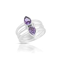 Natural Gemstone 925 Sterling Silver Statement Ring Costume Stylish Unique Fashion Jewelry For Girls & Women