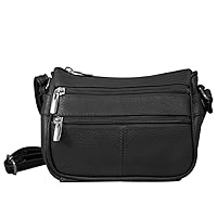 SILVERFEVER Leather Handbag Purse Womens Small Clutch Wristlet Crossbody Multi Compartment Organiser Fits Phone (Mini, Black)