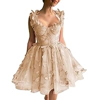 3D Butterfly Tulle Homecoming Dresses 2024 Short Lace Applique Corset Prom Dresses for Teens Sweetheart Party Dresses