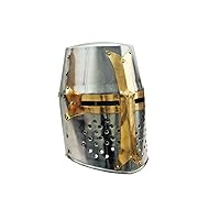 Szco Supplies 14” Decorative Barrel Brass Helm Crusader Helmet (910902)
