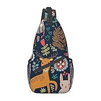 Owl Rabbit Bird Fox Sling Backpack, Multipurpose Travel Hiking Daypack Rope Crossbody Shoulder Bag