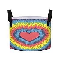 Tie Dye Heart Grow Bags 3 Gallon Fabric Pots with Handles Heavy Duty Pots for Plants Thickened Nonwoven Aeration Plant Grow Bag for Tomato Fruits Flowers Garden