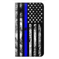 jjphonecase RW3244 Thin Blue Line USA PU Leather Flip Case Cover for Samsung Galaxy S24 Ultra