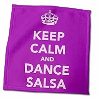 3dRose EvaDane - Funny Quotes - Keep Calm and Dance Salsa, Purple - Towels (twl-163928-3)