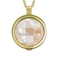 Quiges 90cm Necklace Stainless Steel Set with Pendant and 33mm Large Square Shell Coin
