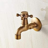 Faucet All Brass Antique Brass Double Faucet with Washing Machine Bathroom Corner Faucet Garden Outdoor Faucet
