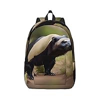 Cute Honey Badger Print Canvas Laptop Backpack Outdoor Casual Travel Bag School Daypack Book Bag For Men Women