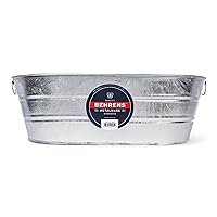 Behrens 16 Gallon Round Galvanized Weatherproof Steel Tub with Wire Handle and Offset Bottom for Indoor Home and Outdoor Garden Use, Silver