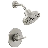 Delta Faucet Nicoli 14 Series Single-Handle Shower Faucet, Shower Trim Kit with 5-Spray H2Okinetic Shower Head, Stainless 142749-SS (Shower Valve Included)