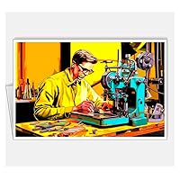 Arsharenkay All Occasion Assortment Proffession Pop Art Greeting Cards (Set of 8 Cards/Size 105 x 145 mm / 4 x 5.5 inches) No57 (Toolmaker Proffession 1)