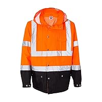 Kishigo RWJ103 Storm Cover High-Viz Rainwear Jacket, Fits Large and Extra Large, Orange