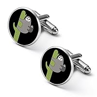 Cactus Sloth Funny Cufflinks Shirt Cuff Links Accessories Business Wedding Jewelry Gift for Men Women