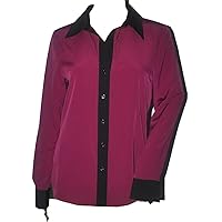 ELLEN TRACY Women's Blouse with Black Detail in Teal or Magenta (2, Magenta)