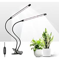 iPower LED Grow Light, 6000K Full Spectrum Clip Plant Growing Lamp with 84 White Red LEDs for Indoor Plants, 5-Level Dimmable, Auto On Off with 4/8/12H Timer