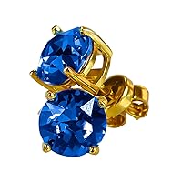 14k Gold Halo Blue Spinel Stud Earrings | Aretes Oro para Mujer 14 k