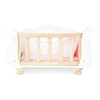 Le Toy Van - Educational Wooden Toy Role Play Beautiful Sleigh Doll Cot & Crib | Girls Pretend Play Toy Pram Playset - for Ages 3+