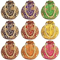 Handicrafts and jewellery Designer Women Potli Bags or Wristlets or rajasthani batwa for Wedding & Parties, Best for gifting