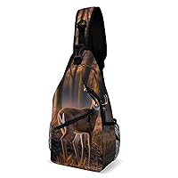 Sling Bag for Women Men Nature Wild Animal Deers Travel Hiking Backpack Crossbody Shoulder Chest Bags Casual Daypack