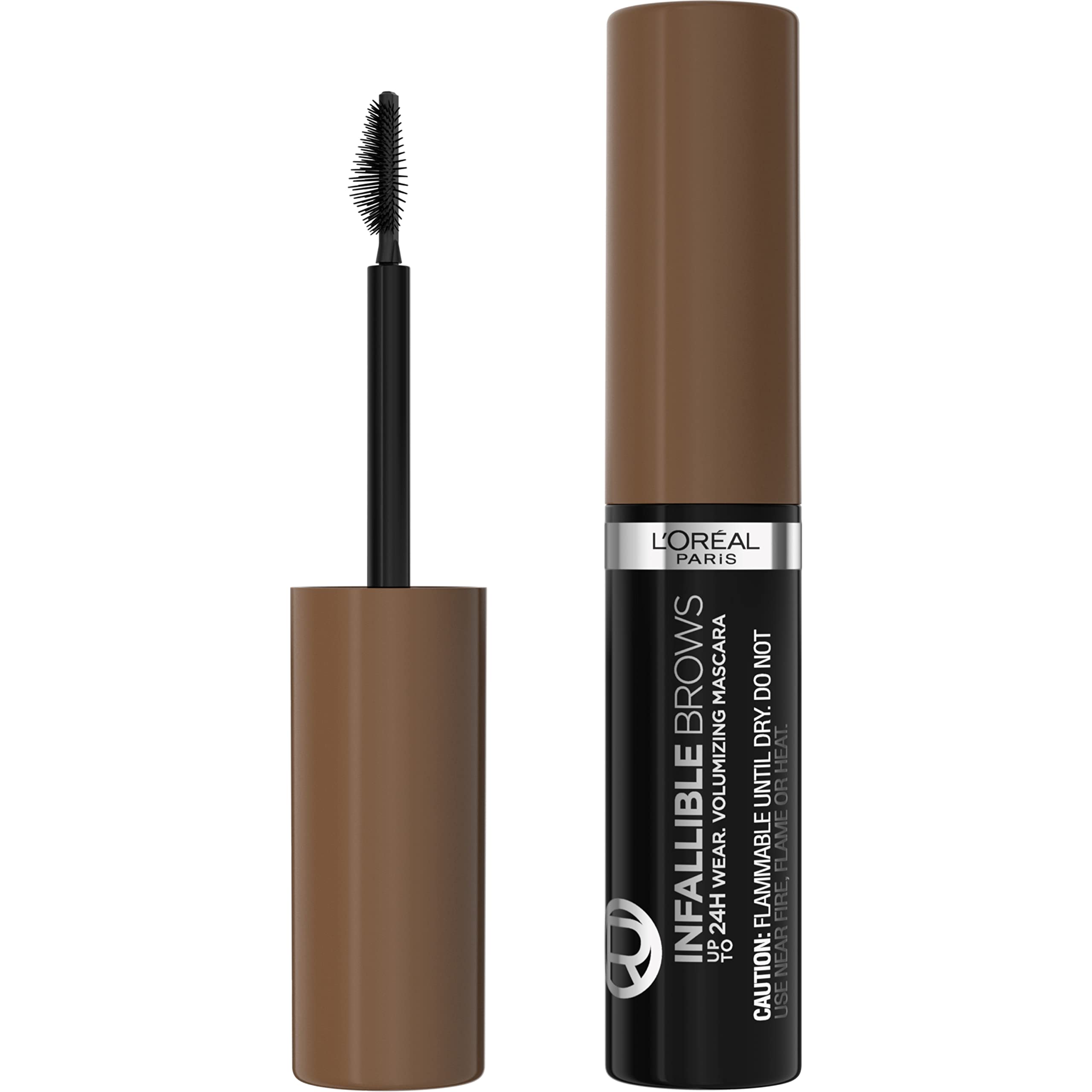 L'Oreal Paris Infallible Volumizing 24H Wear Brow Mascara, Long Lasting Eyebrow Makeup for 2X Fuller Eyebrows, 6.0 Light Brunette, 0.13 Fl Oz