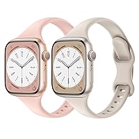 Compatible Apple Watch Band Women Slim Silicone Sport Band 49mm 45mm 44mm 42mm 41mm 40mm 38mm Apple Watch Band Replacement Strap for iwatch Ultra 2/Ultra/Series 9/8/7/SE/6/5/4/3/2/1 Breathable Soft