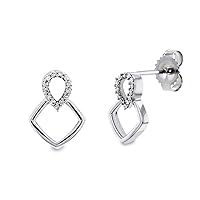 Kobelli White or Rose Gold Geometric Diamond Earrings