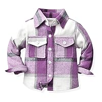IBAKOM Toddler Baby Boys Girls Plaid Jacket Long Sleeve Button Down Flannel Shirts Kids Christmas Outfits Fall Winter Clothes